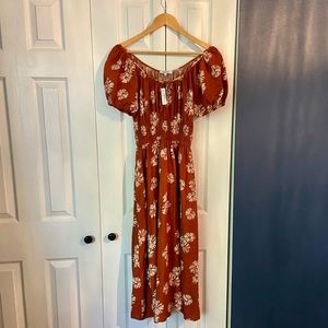 NWT Madewell Linen-blend Sofia Midi Dress
